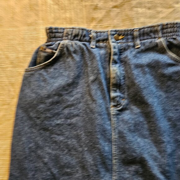 Vintage Casual Coastal Western Cottagecore Preppy Mid Rise Denim Midi Skirt - Picture 4 of 12